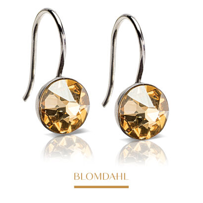 Hypoallergenic Earrings Pendant Bezel Golden Shadow 8 mm