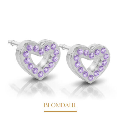 Hypoallergenic Brilliance Heart Hollow Violet Earrings 10 mm