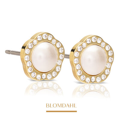 Kolczyki hipoalergiczne Brilliance Fancy Pearl Crystal / White 8 mm