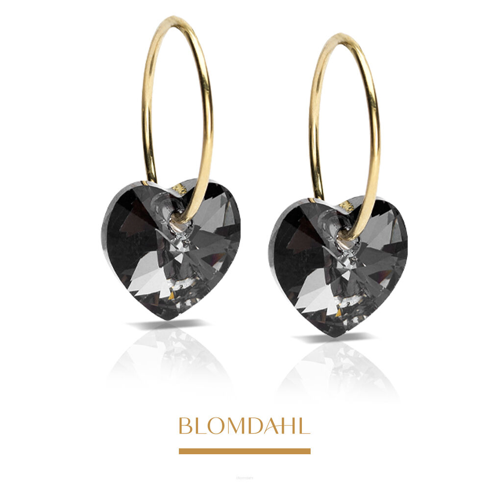 Hypoallergenic Heart Black Diamond Earrings 10 mm Ring 14 mm