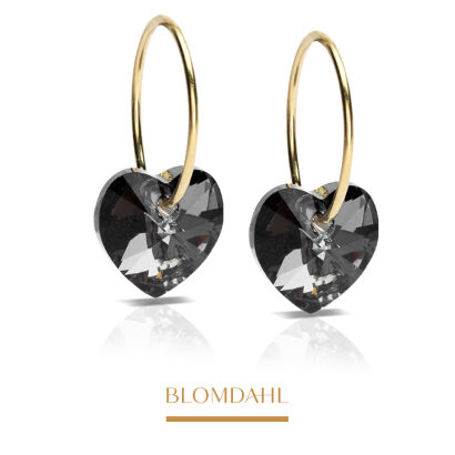 Hypoallergenic Heart Black Diamond Earrings 10 mm Ring 14 mm