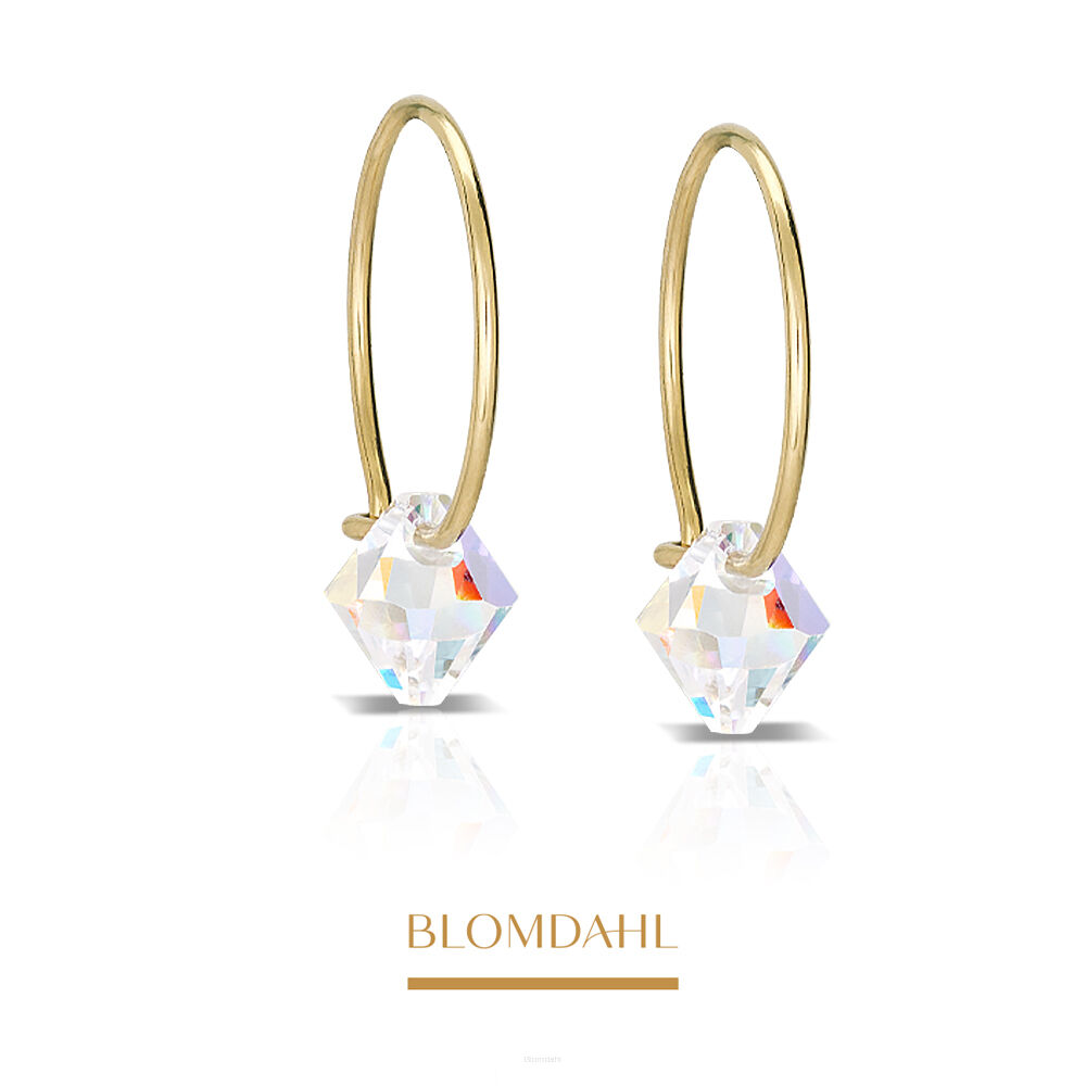 Kolczyki hipoalergiczne, kolczyki antyalergiczne, kolczyki tytanowe, Bicone Rainbow, złoty tytan medyczny, Blomdahl, część ozdobna kryształ Swarovskiego w kształcie rombu, alergia na nikiel, alergia kontaktowa skóry, bezpieczne kolczyki, kolczyki ze sztyftem, biżuteria hipoalergiczna.