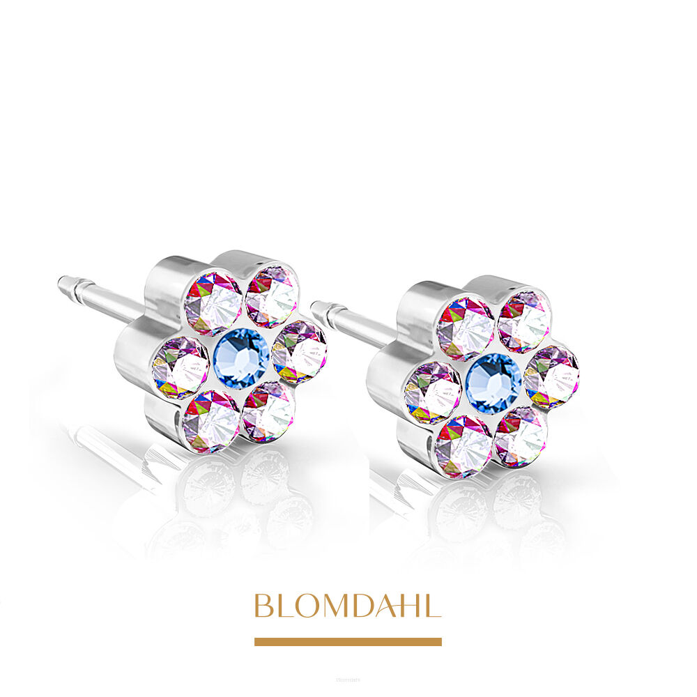 Hypoallergenic Earrings Daisy Rainbow/ Alexandrite 5 mm