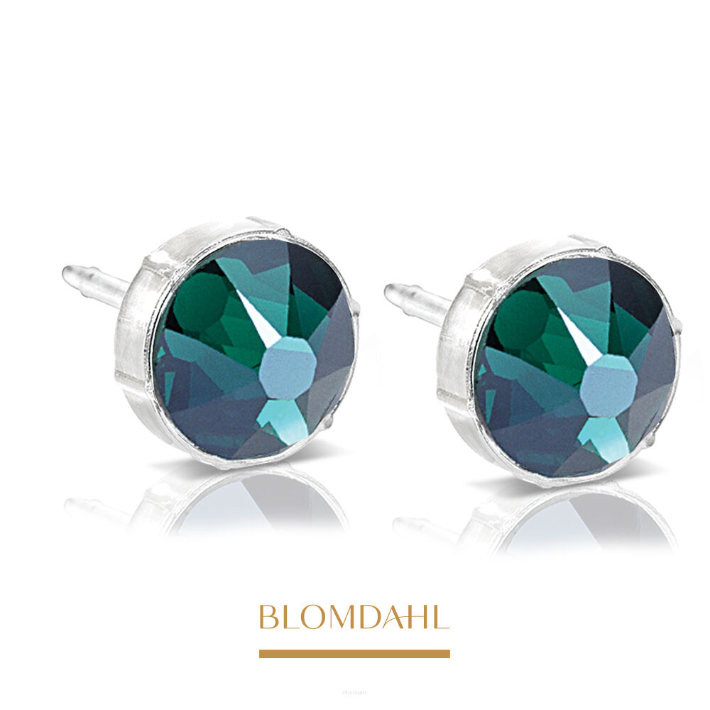 Hypoallergenic Bezel Emerald 6 mm Earrings