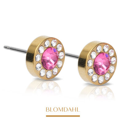 Hypoallergenic Brilliance Halo Crystal/Rose 8mm Earrings