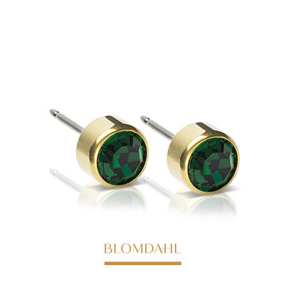 Hypoallergenic Bezel Emerald 3 mm Earrings