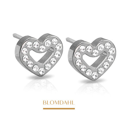 Hypoallergenic Brilliance Heart Hollow Crystal 8 mm Earrings