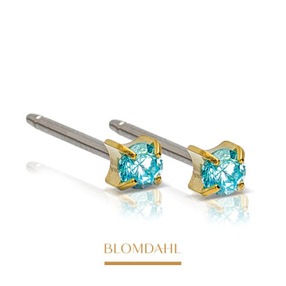 Hypoallergenic Tiffany Cz Aquamarine 3mm Earrings