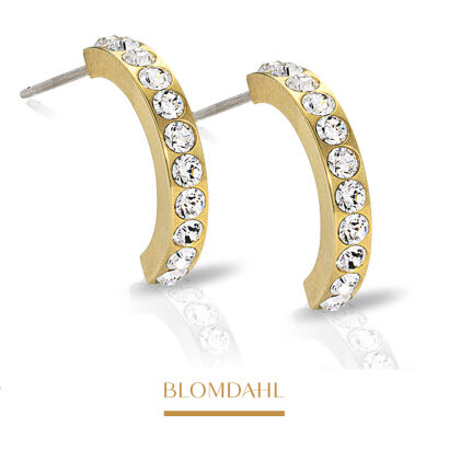 Hypoallergenic Brilliance Curved Crystal Earrings 15 mm
