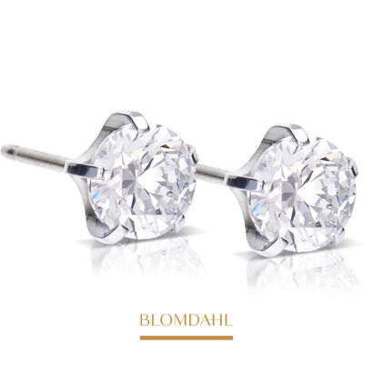Hypoallergenic Tiffany Precious CZ White 6 mm Earrings