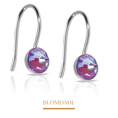 Hypoallergenic Earrings Pendant Bezel Shiny Violet 5 mm