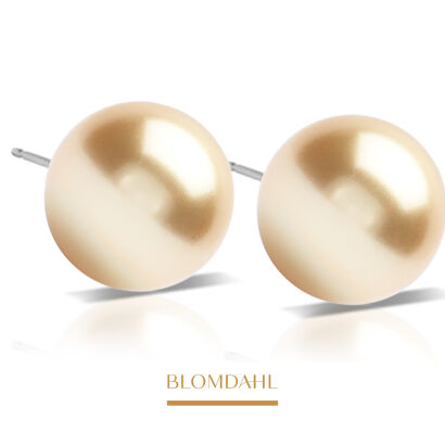 Hypoallergenic Pearl Golden Earrings 12 mm