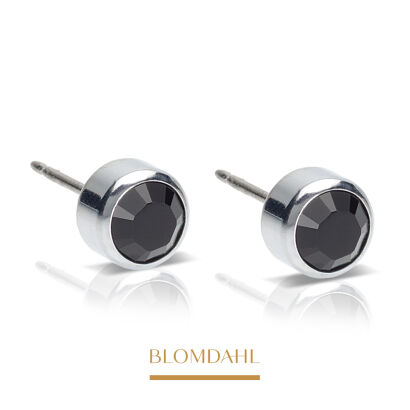 Hypoallergenic Bezel Black 3 mm Earrings