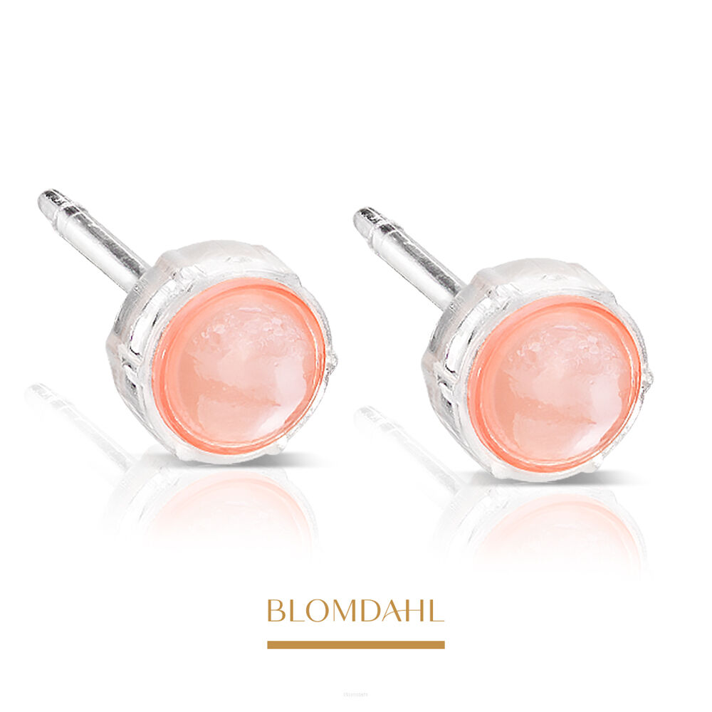 Kolczyki hipoalergiczne, kolczyki antyalergiczne, kolczyki Bezel Glossy Coral, plastikowe, plastik medyczny, Blomdahl, alergia na nikiel, alergia kontaktowa skóry, plastik medyczny, bezpieczne kolczyki, kolczyki z kryształami Swarovskiego, kolczyki ze sztyftem, biżuteria hipoalergiczna, Blomdahl.