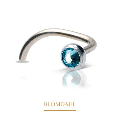 Hypoallergenic Nose Stud Bezel Aquamarine 3 mm