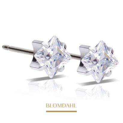 Hypoallergenic Tiffany Edge CZ White 5 mm Earrings