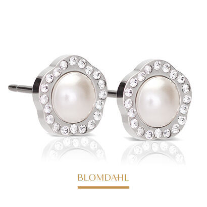 Kolczyki hipoalergiczne Brilliance Fancy Pearl Crystal / White 8 mm