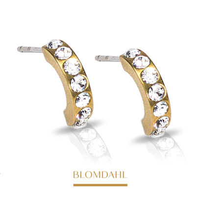 Hypoallergenic Brilliance Curved Crystal Earrings 10 mm