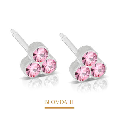 Hypoallergenic Clover Light Rose 6 mm Earrings