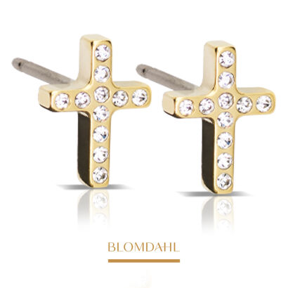 Kolczyki hipoalergiczne Brilliance Cross Crystal 8 mm