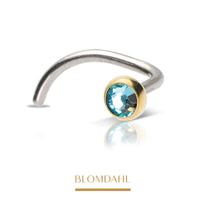 Hypoallergenic Nose Stud Bezel Aquamarine 3 mm