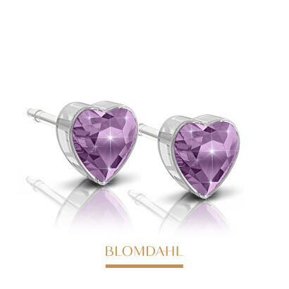 Hypoallergenic Heart Light Amethyst 6 mm Earrings