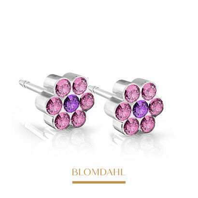 Колечки гіпоалергенні Daisy Light Rose/ Аметист 5 мм
