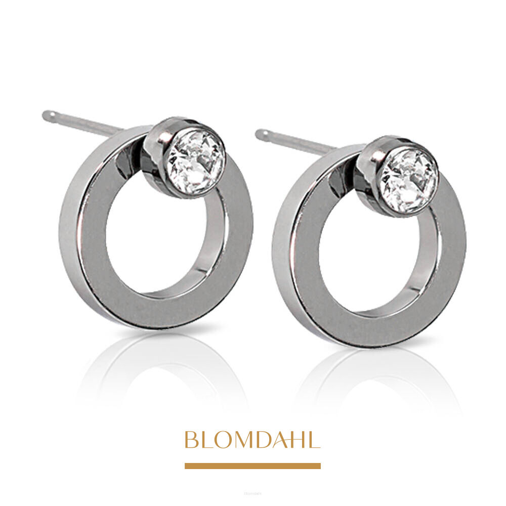 Hypoallergenic Bezel Hollow Crystal Earrings 10/4 mm