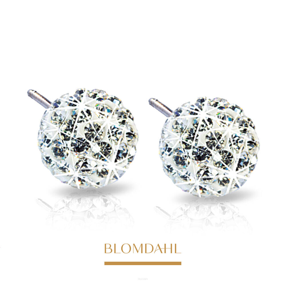 Kolczyki hipoalergiczne White Crystal Ball 6 mm