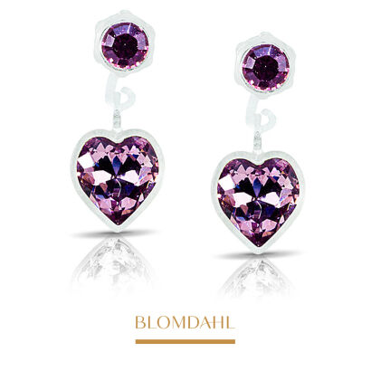 Hypoallergenic Heart Light Amethyst Earrings 4/6 mm