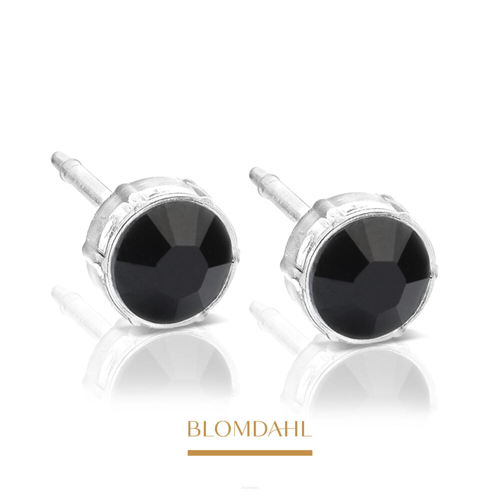 Hypoallergenic Jet 6 mm Earrings