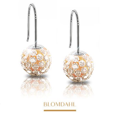 Hypoallergenic Mini Pendant Crystal Ball Golden Rose Earrings 6 mm