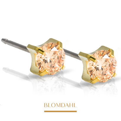 Hypoallergenic Tiffany Cz Gold 7mm Earrings
