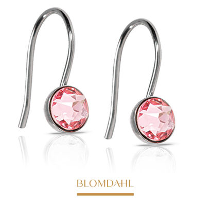 Hypoallergenic Earrings Pendant Bezel Light Rose 5 mm