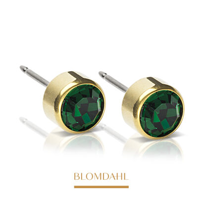 Hypoallergenic Bezel Emerald 5 mm Earrings