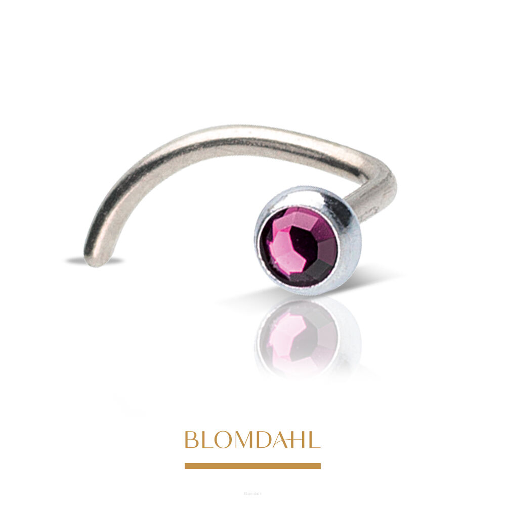 Hypoallergenic Nose Stud Bezel Lilac 3 mm