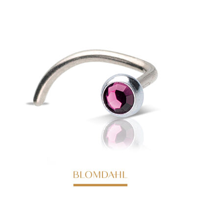 Hypoallergenic Nose Stud Bezel Lilac 3 mm
