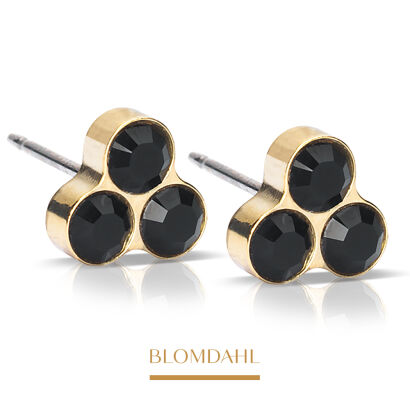 Hypoallergenic Clover Black 8 mm Earrings