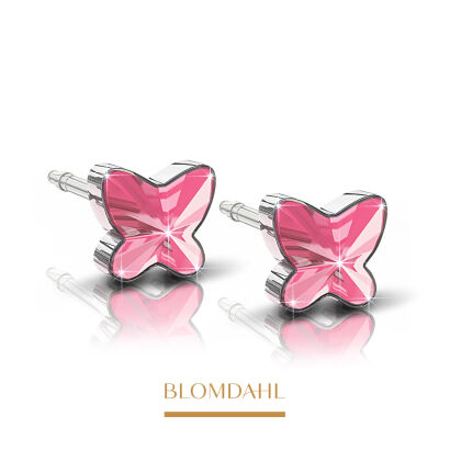 Hypoallergenic Butterfly Light Rose 5 mm Earrings