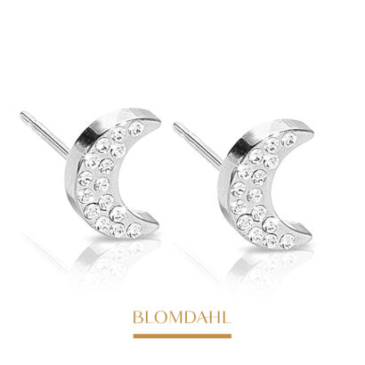 Hypoallergenic Brilliance Moon Crystal 8 mm Earrings