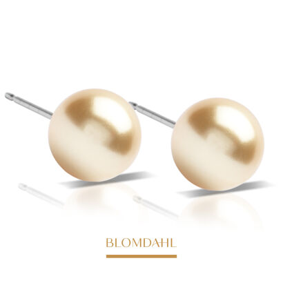 Hypoallergenic Pearl Earrings 8 mm Golden Shimmer