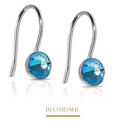 Hypoallergenic Earrings Pendant Bezel Shiny Blue 5 mm