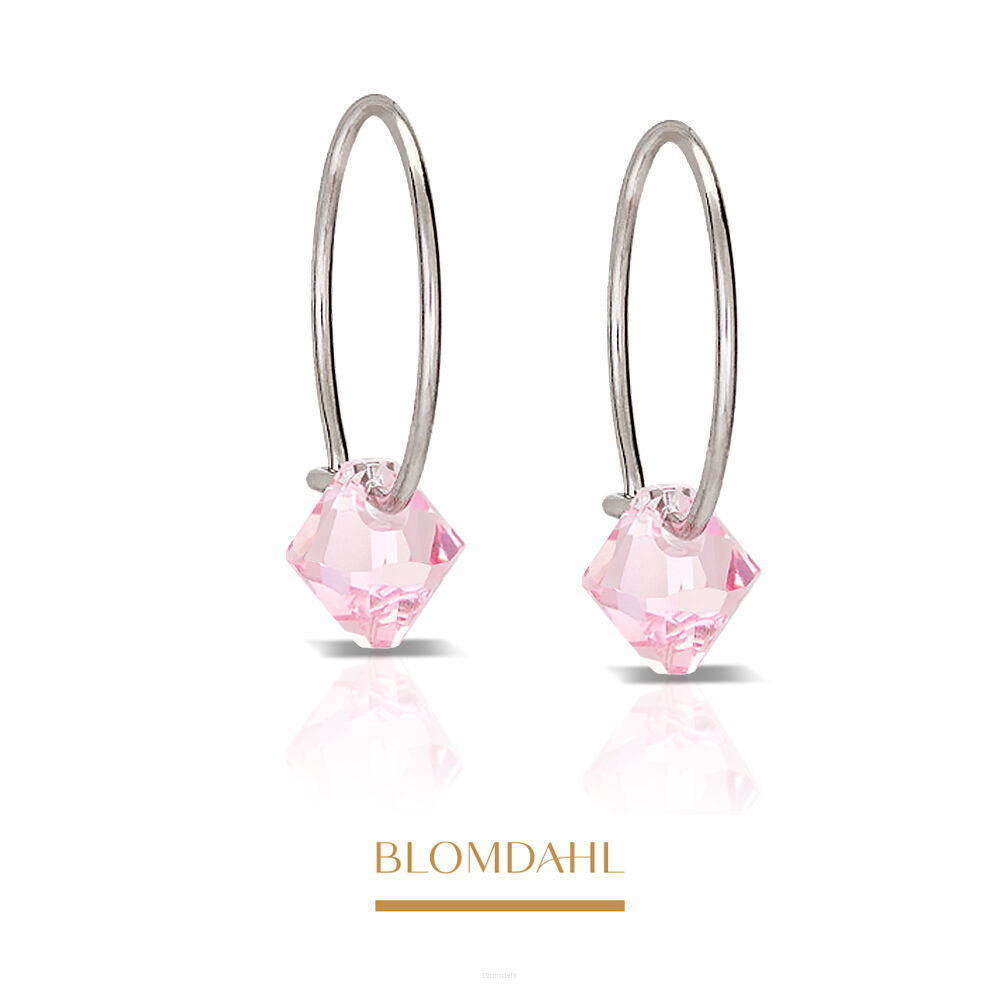 Kolczyki hipoalergiczne, kolczyki antyalergiczne, kolczyki tytanowe, Bicone Light Rose, naturalny tytan medyczny, Blomdahl, część ozdobna kryształ Swarovskiego w kształcie rąbu, alergia na nikiel, alergia kontaktowa skóry, bezpieczne kolczyki, kolczyki ze sztyftem, biżuteria hipoalergiczna.