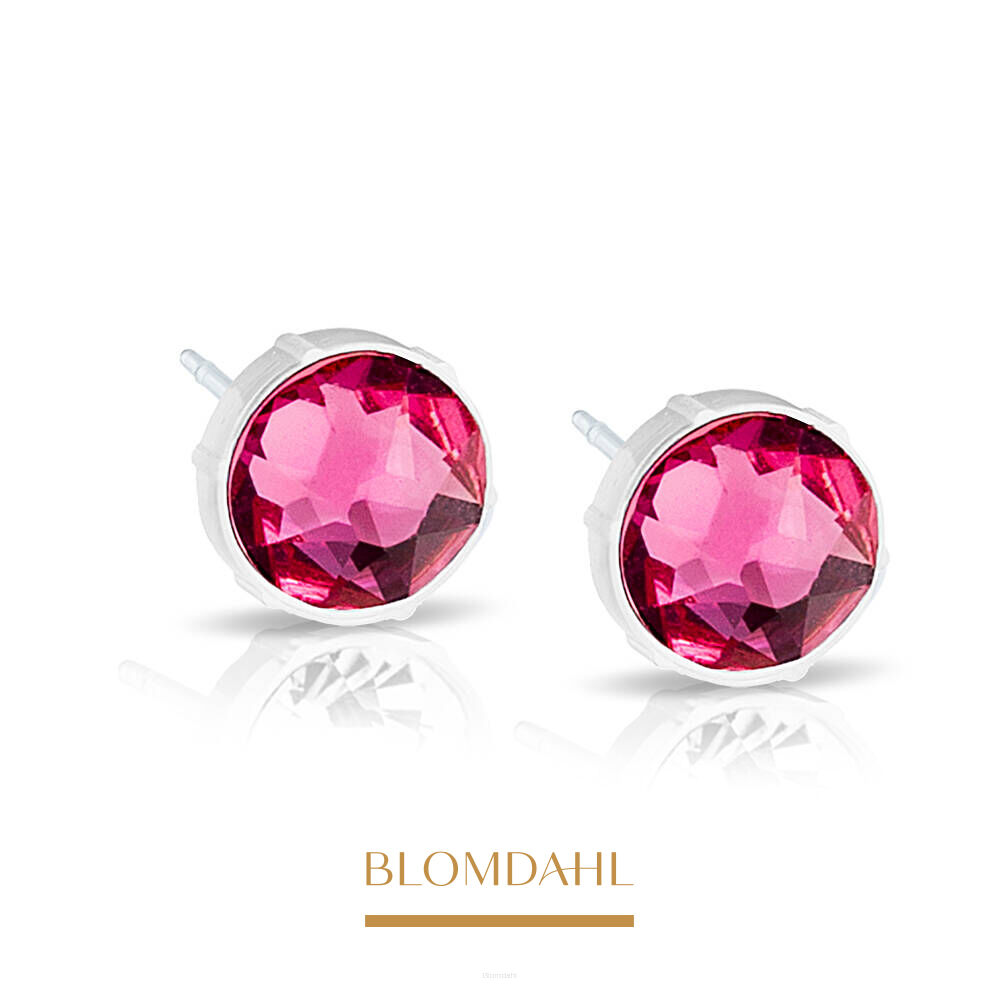 Kolczyki hipoalergiczne, kolczyki antyalergiczne, kolczyki Rose, plastikowe, plastik medyczny, Blomdahl, kryształ kolor różowy, alergia na nikiel, alergia kontaktowa skóry, plastik medyczny, bezpieczne kolczyki, kolczyki z kryształami Swarovskiego, kolczyki ze sztyftem, biżuteria hipoalergiczna, Blomdahl.