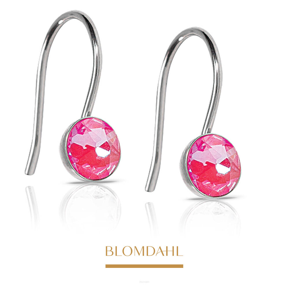 Hypoallergenic Earrings Pendant Bezel Shiny Rose 5 mm