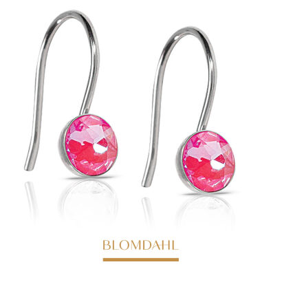 Hypoallergenic Earrings Pendant Bezel Shiny Rose 5 mm