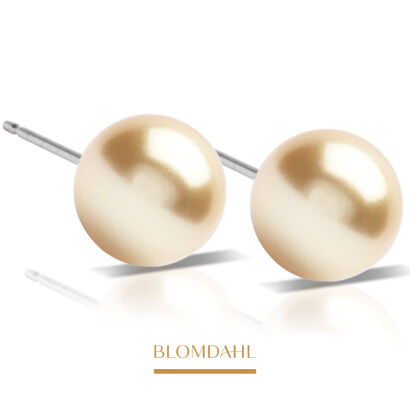 Hypoallergenic Pearl Golden 10 mm Earrings