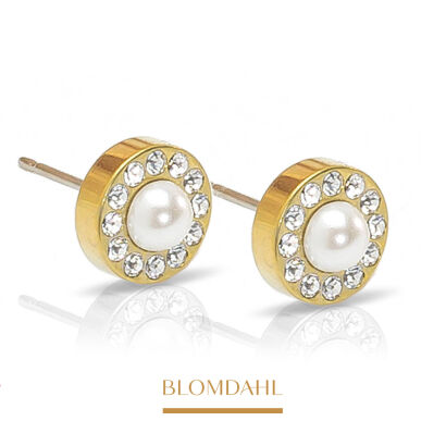 Hypoallergenic Earrings Brilliance Halo Pearl White 6 mm