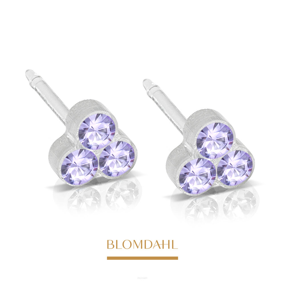 Hypoallergenic Clover Violet Earrings 6 mm