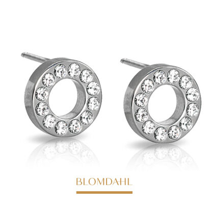 Hypoallergenic Brilliance Puck Hollow Crystal 10 mm Earrings